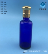 厂家直销50ml电镀大头盖蓝色玻璃精油瓶
